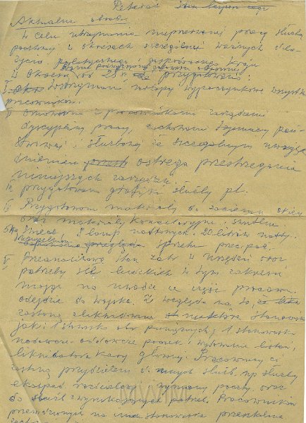 KKE 5290.jpg - Dok. Regulamin zakładu pracy (poczta), Ostróda, lata 40-te XX wieku.